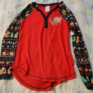 DISNEY PARKS HOLIDAY THERMAL SHIRT WOMENS SZ SMALL NWT MATCHES 2021 LOUNGEFLY